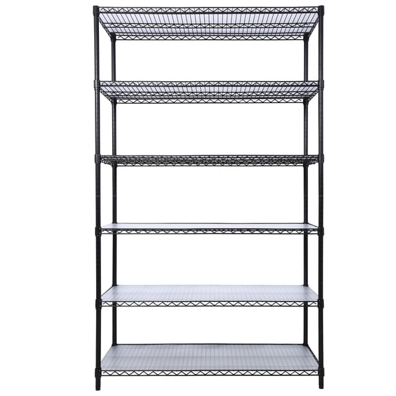 6 Tier 6000lbs Capacity NSF Metal Shelf Wire Shelving Unit, Heavy Duty Adjustable Storage Rack with Wheels & Shelf Liners for Commercial Grade Utility Steel Storage Rack, Black - 84"H x 48"L x 20"D,
