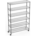 thumbnail image 1 of 6 Tier 6000lbs Capacity NSF Metal Shelf Wire Shelving Unit, Heavy Duty Adjustable Storage Rack with Wheels & Shelf Liners for Commercial Grade Utility Steel Storage Rack, Black - 82"H x 48"L x 18"D, 1 of 9
