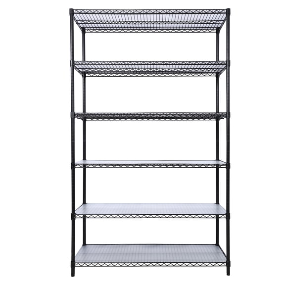 6 Tier 6000lbs Capacity NSF Metal Shelf Wire Shelving Unit, Heavy Duty Adjustable Storage Rack with Wheels & Shelf Liners for Commercial Grade Utility Steel Storage Rack, Black - 84"H x 48"L x 20"D