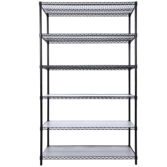 6 Tier 6000lbs Capacity Shelving Unit, Heavy Duty Adjustable Storage Rack, Black