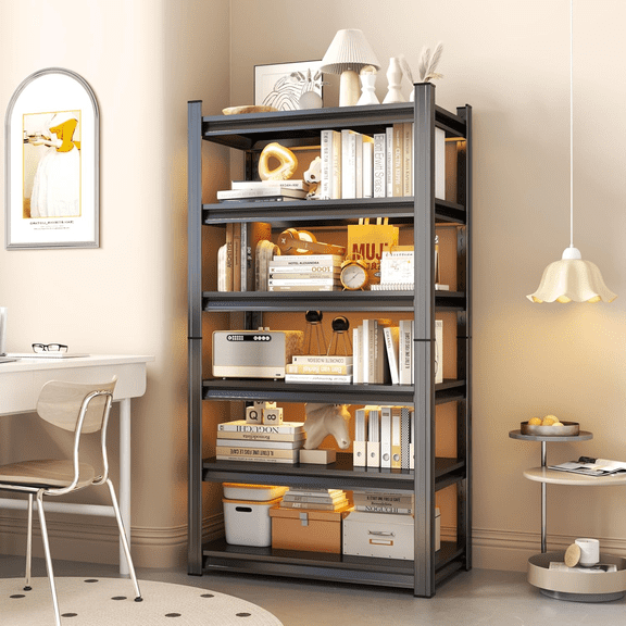 6-Tier 78''H x 40"W Adjustable Metal Garage Shelving Unit,3600 lbs Storage Shelves,Double-Layer Column with Reinforced Ribs for Garage,Warehouse,Kitchen,Living Room,Patio,Laundry Room,Bathroom