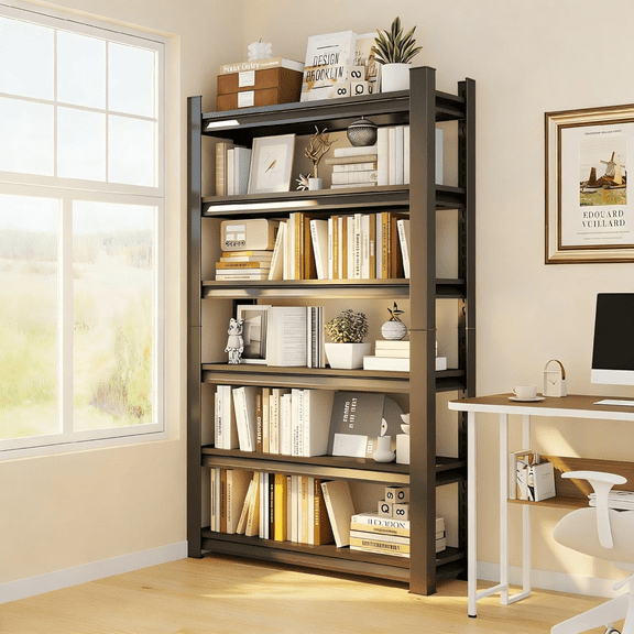 6-Tier 82''H x 40"W Adjustable Metal Garage Shelving Unit,3600 lbs Storage Shelves,Double-Layer Column with Reinforced Ribs for Garage,Warehouse,Kitchen,Living Room,Patio,Laundry Room,Bathroom