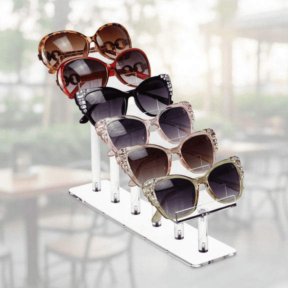 6 Tier Acrylic Eyeglass and Sunglasses Holder Stand, Premium Eyewear Display Rack for Organized Storage and Stylish Showcase