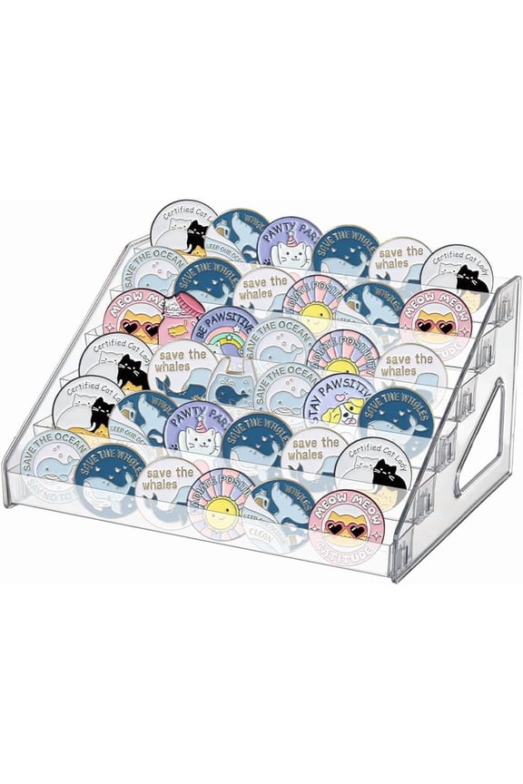6 Tier Acrylic Riser Display Stands 12.20x9.25x6.30Inch Clear Acrylic Badge Display Shelves Makeup Organizer Perfume Organizer Shelf for Figure Anime Badge Cupcake Candy Food for making