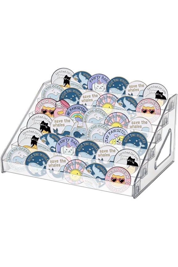 6 Tier Acrylic Riser Display Stands 12.20x9.25x6.30Inch Clear Acrylic Badge Display Shelves Makeup Organizer Perfume Organizer Shelf for Figure Anime Badge Cupcake Candy Food Clear
