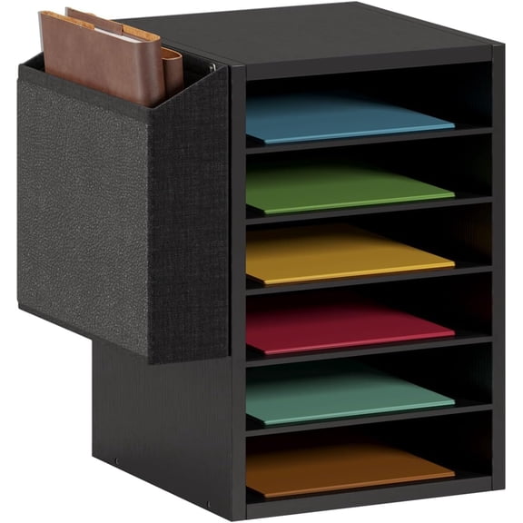 6 Tier Adjustable Countertop Mail Sorter, Mailboxes With Name Slots, Literature Organization Paper Storage Slot, Office Desk File Organizer, Wooden Desktop Mailbox for Classroom