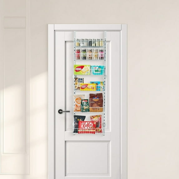 6 Tier Adjustable Over the Door Pantry Organizer Hanging Storage Rack for Kitchen Bathroom