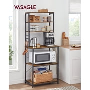 VASAGLE 6-Tier Bakers Racks for Kitchens, Narrow Bakers Rack, Microwave Stand with Storage,Rustic Brown and Ink Black
