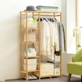 thumbnail image 1 of 6 Tier Bamboo Clothing Rack with Extra Storage for Small Spaces, Lightweight &  Garment Organizer for Guest Room, Kids Bedroom, Entryway, 1 of 5