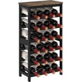 thumbnail image 1 of 6 Tier Bamboo Wine Rack Freestanding Floor, 24 Bottles Wine Storage Shelves with Table Top, Stackable Wine Display Rack for Kitchen, Bar, Dining Room, Rustic Brown and Black, 1 of 7