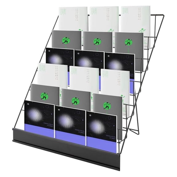 6-Tier Black Wire Countertop Rack, Comic Book Display Stand Collapsible Display Holders for Comic Greeting Card Literature Trade Show Art Print