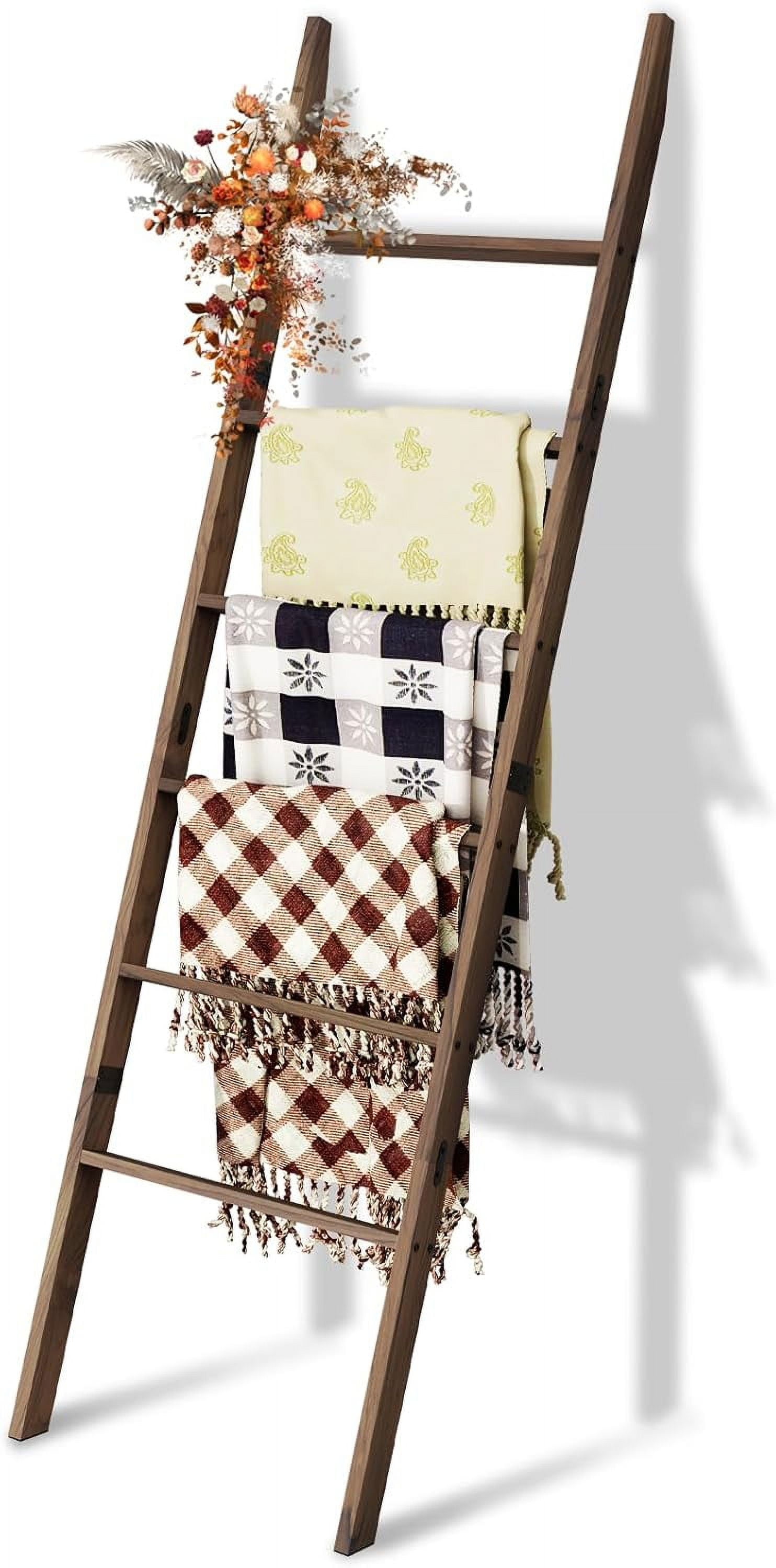 Rustic Brown 6-Tier Wooden Blanket Ladder