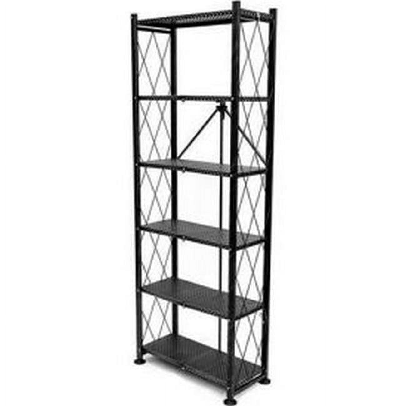 Origami Black 6-Tier Stamped Steel Bookcase Organizer Rack