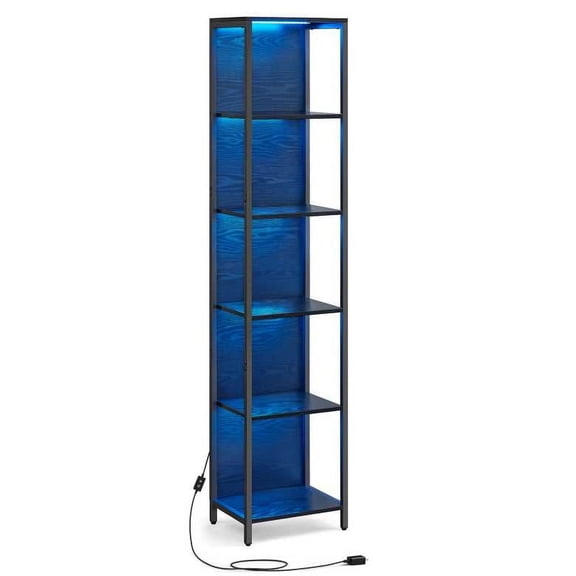 6-Tier Bookshelf, LED Display Shelf with Dimmable Lights, Steel Frame, 11.9 x 15.7 x 70.3 Inches, for Living Room, Bedroom