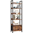 thumbnail image 1 of 6-Tier Bookshelf, Tall Bookcase with 2 Drawers Storage Organizer, Industrial Display Free Standing Shelf Units, Wood and Metal Storage Rack for Home Office, Bedroom,Rustic Brown, 1 of 16