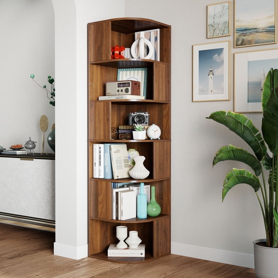 6-Tier Corner Bookshelf with Baffle - Space-Saving Design for Living ...