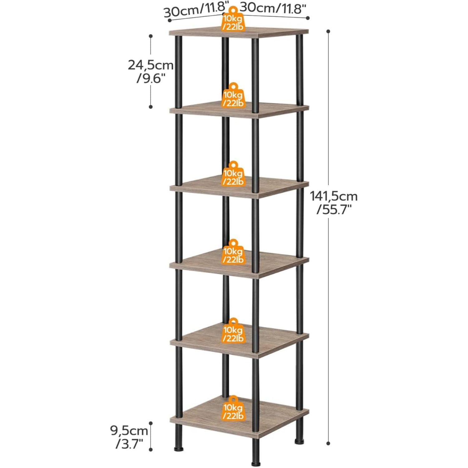 6-Tier Corner Shelf, Corner Square Rack Display Shelf, Tall Storage ...