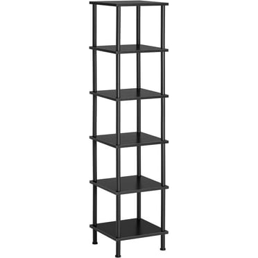 6-Tier Corner Shelf, Corner Square Rack Display Shelf, Tall Storage Rack Plant Stand, Corner Bookcase for Small Spaces, Living Room, Home Office, Kitchen, Black BK55CJ01