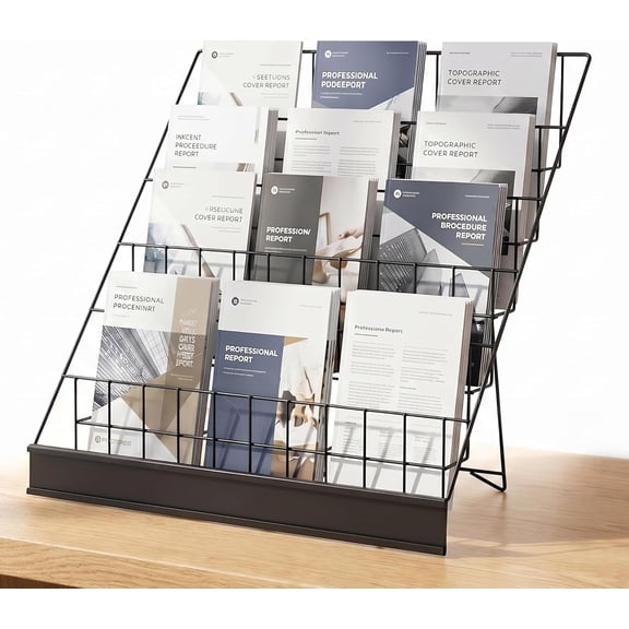6 Tier Countertop Book Display Stand, 181117.5inch Signing Rack, Tabletop Magazine Racks, Comic rack for Classroom Library Literature Brochure Greeting Card