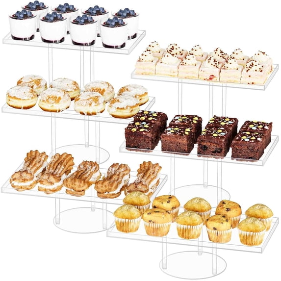 6 Tier Dessert Table Display Set, Clear Acrylic Cupcake Stand Buffet ...