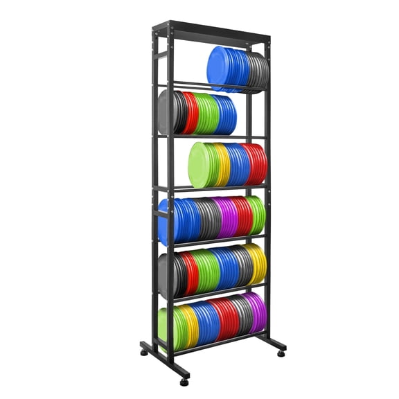 6-Tier Disc Golf Storage Rack,Metal Discs Golf Rack,Space-Saving Disc Station for Disc Golf Storage Shelf-Black