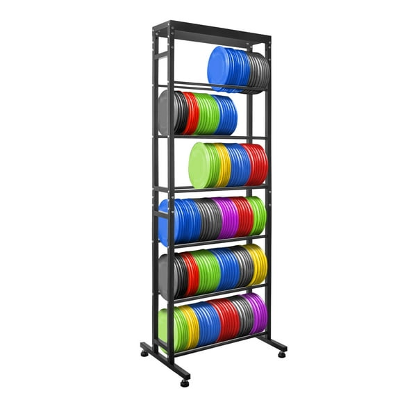 6-Tier Disc Golf Storage Rack,Metal Discs Golf Rack,Space-Saving Disc Station for Disc Golf Storage Shelf-Black