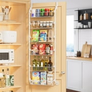 6-Tier Over the Door Pantry Organizer, Heavy-Duty Metal Pantry Door Organizer with 6 Baskets, Hanging Storage Door Organization Kitchen Door Rack, White