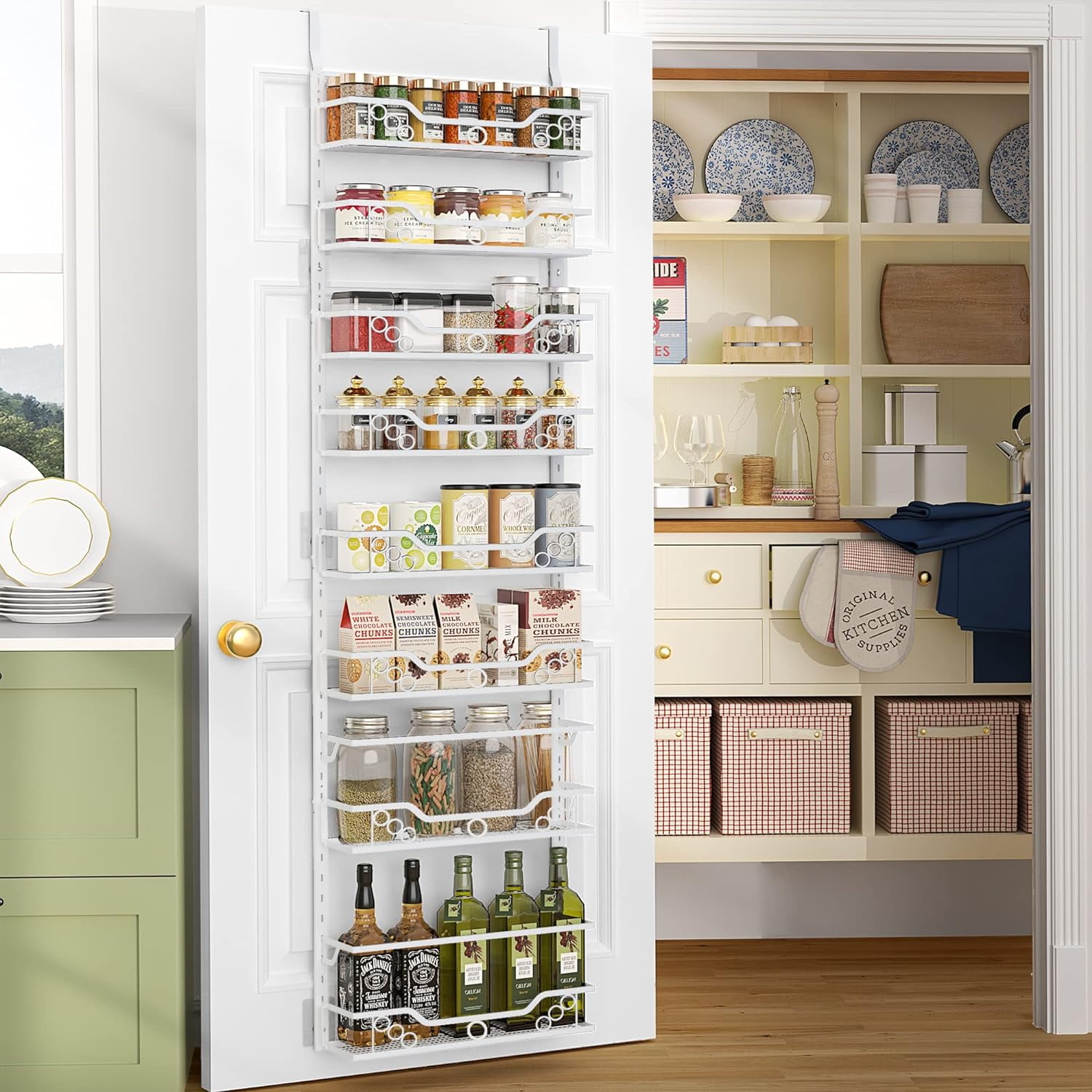 6-Tier Over the Door Pantry Organizers and Storage, White Hanging ...
