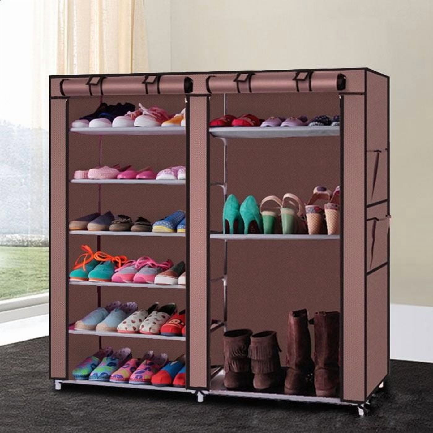 6 Tier Double Row Shoe Rack Organizer with 9 or 12 Compartments Non ...