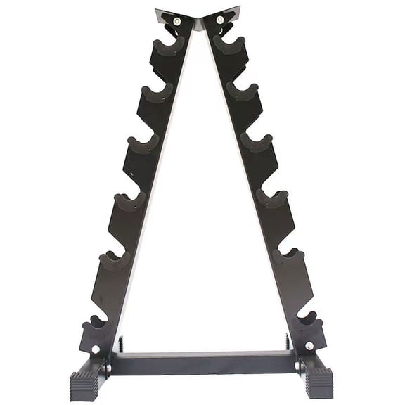 6 Tier Dumbbell Rack Stand, 660 lbs Heavy Duty Carbon Steel Weight Rack, Compact A-Frame Home Gym Organizer with Non-Slip Rubber Caps, Black, 21.5x16.5x41.4 inch
