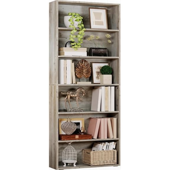 6-Tier Floor Standing Bookshelf 70 in Tall with 22 lb Shelf Capacity Beige Maple Bestseling