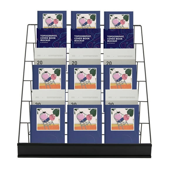 6 Tier Foldable Book Rack Holder, Black Iron Magazine Display Stand 44lbs Capacity, Space Saving Desktop Organizer No Assembly Required