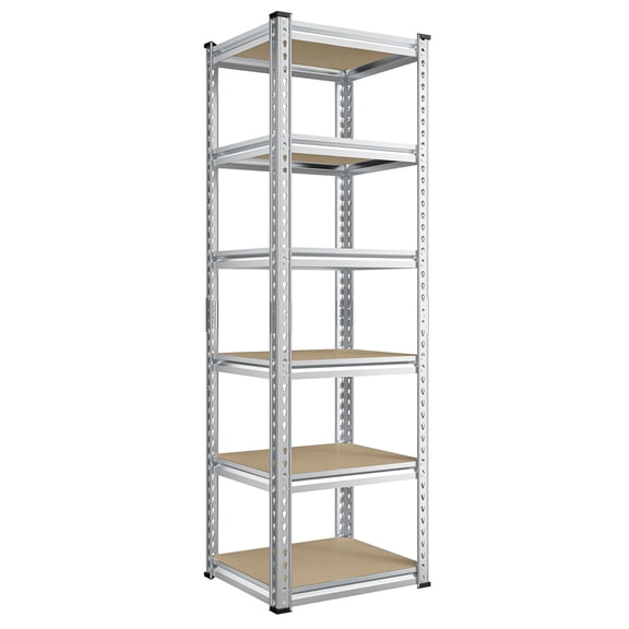 6-Tier Galvanized Steel Storage Shelving Unit, 16 in x 16 in x 72 in, 2250 lb Capacity, Rust Resistant Square Silver Rack