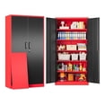 thumbnail image 1 of 6 Tier Garage Storage Cabinet with 5 Adjustable Shelves,Metal Storage Cabinet with Lock,Red Black Metal Cabinet with Locking Doors,Steel Locker,71" Lockable Storage Cabinets for Home,Office,Garage, 1 of 8