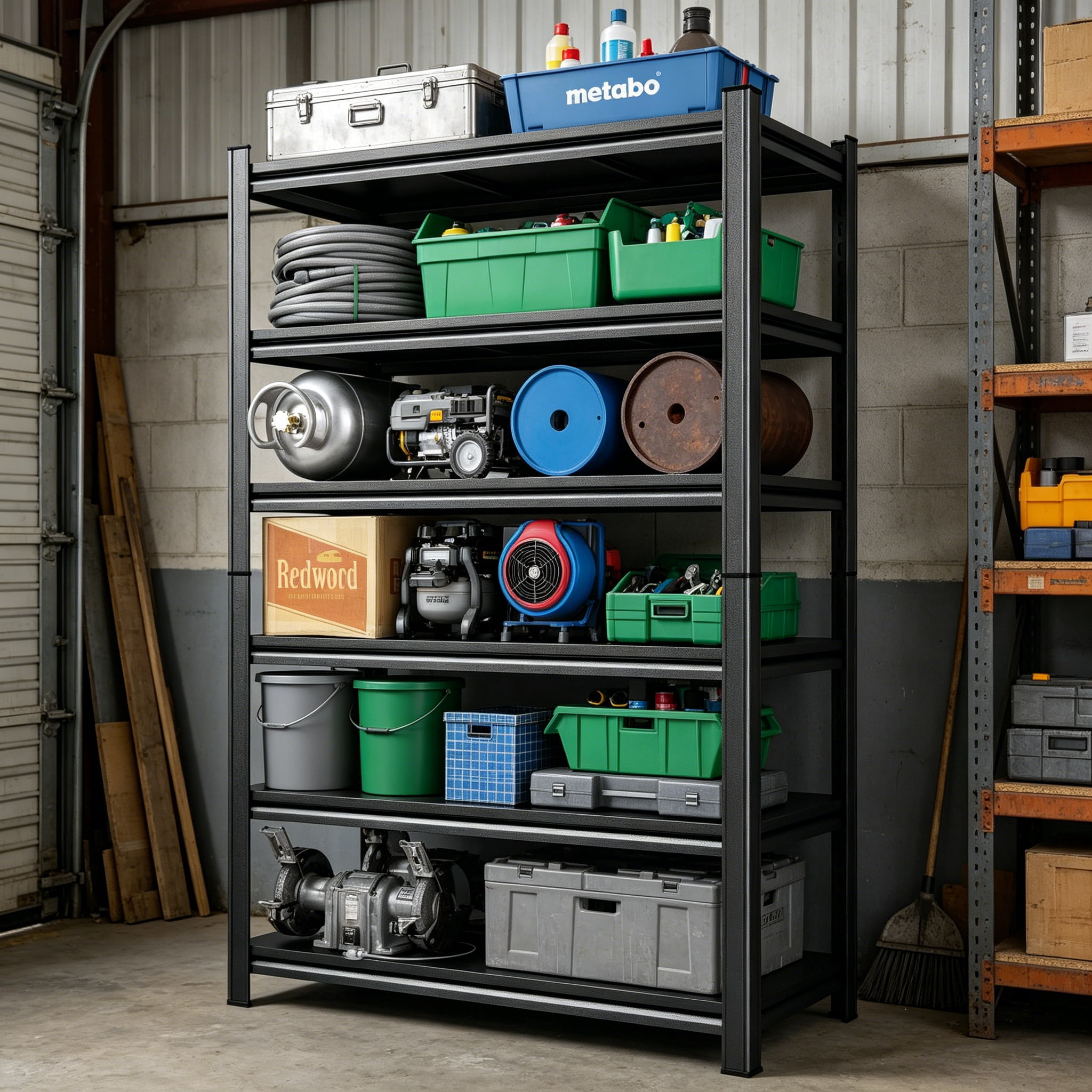 6-Tier Garage Storage Shelf Rack, Heavy Duty Metal Shelving Units with ...