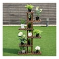 thumbnail image 1 of 6 Tier Garden Plant Stand Wooden Flower Rack - Indoor Outdoor Shelves for Plants, Display Shelf for Flowers, Succulents, Books - 29.5" x 10" x 55.5", 1 of 9