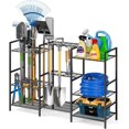 thumbnail image 1 of 6-Tier Garden Tool Organizer for Outdoor Storage, Yard Tool Rack for Garage Organization and Storage, Holds 90 Long-Handled Tools, Sturdy Steel Tool Holder with 3 Hooks, 44.96"W x 11.89"D x 31"H", 1 of 6