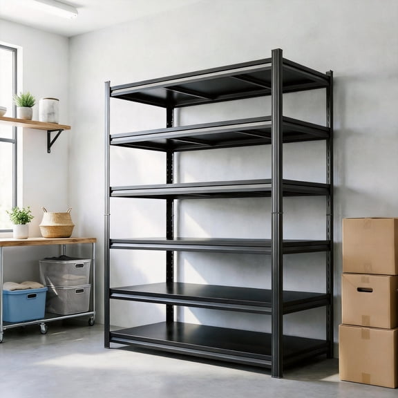 6 Tier Heavy Duty Garage Storage Shelves, 82"H Adjustable Metal Garage Shelving,4200lb Garage Industrial Shelves,Storage Racks,Steel Shelf Suitable for Shop,Warehouse,Basement,40W