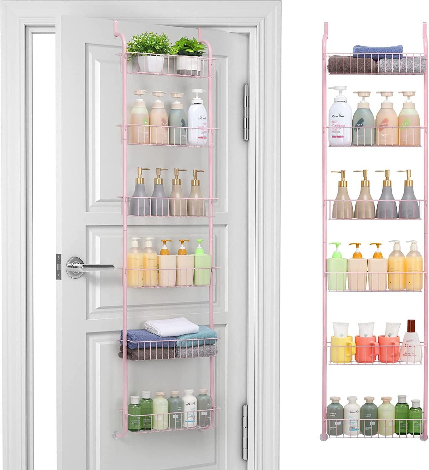 6-Tier Heavy-Duty Metal Back of Door Shelf Organizer Pantry Rack Spice ...