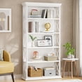 thumbnail image 1 of 6-Tier Industrial Etagere Bookcase - 70.87 Inch X Pattern Metal Wood Storage Shelf for Home Office Decor (Black), 1 of 5