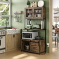 thumbnail image 1 of Furnihold 6-Tier Kitchen Bakers Rack with Power Outlet, Industrial Microwave Oven Stand with Shelves, Kitchen Utility Storage Shelf with Cabinet, Standing Storage Rack (Rustic Brown), 1 of 9