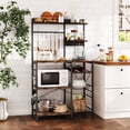 thumbnail image 1 of 6-Tier Kitchen Bakers Rack with Hutch, Microwave Oven Stand with Wine rack, Coffee bar,Kitchen Utility Storage Shelf for Spice Rack Organizer,Brown, 1 of 8