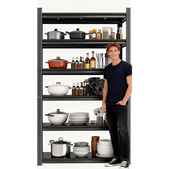 6-Tier Kitchen Storage Shelves, Adjustable Metal Shelves for Storage Pantry Shelves, Double-Layer Columns, Storage Rack Shelving Unit Organizer for Bedroom Laundry Closet