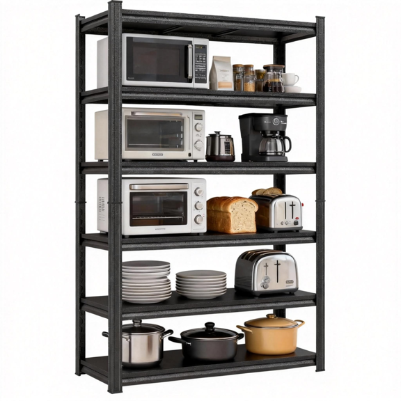 6-Tier Kitchen Storage Shelves, Adjustable Metal Shelves for Storage Pantry Shelves, Double-Layer Columns, Storage Rack Shelving Unit Organizer for Bedroom Laundry Closet