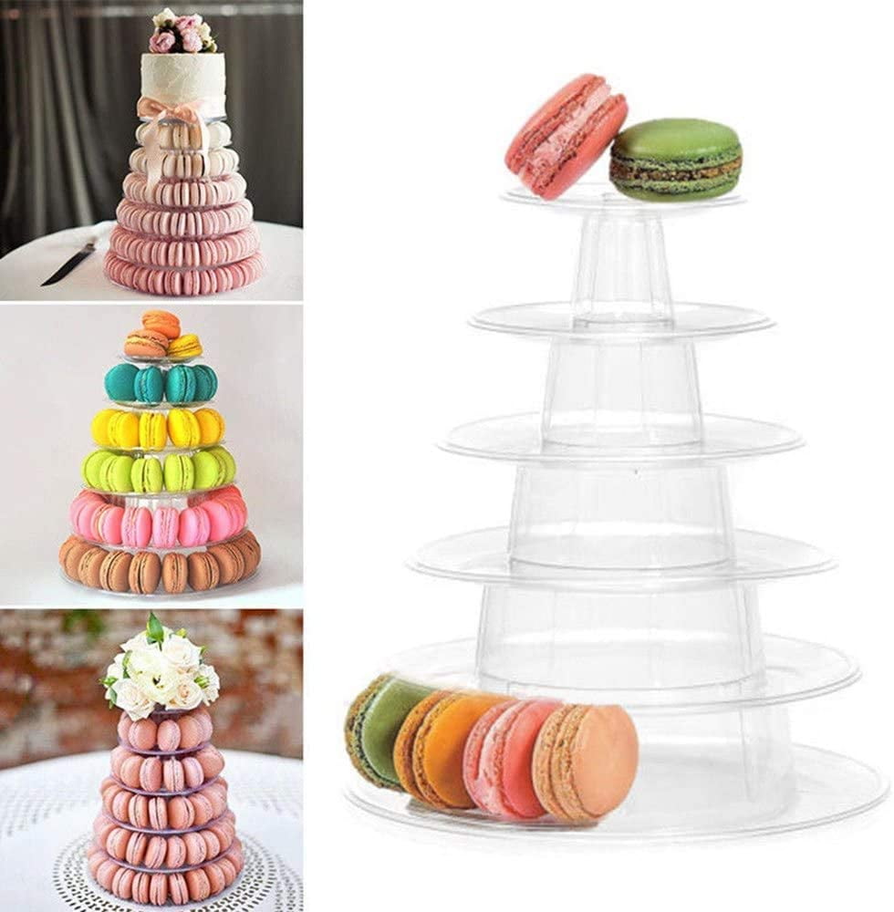 6-Tier Clear Plastic Macaron and Cake Display Stand