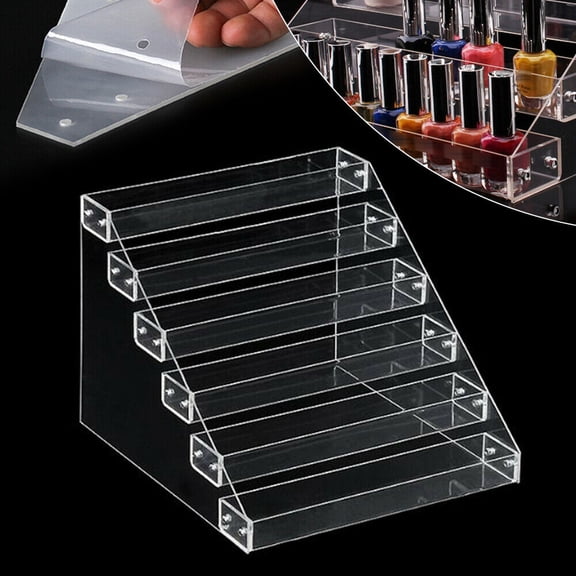 6 Tier Makeup Riser Nail Polish Plastic Storage Organizer Rack Ladder Display Holder Clear