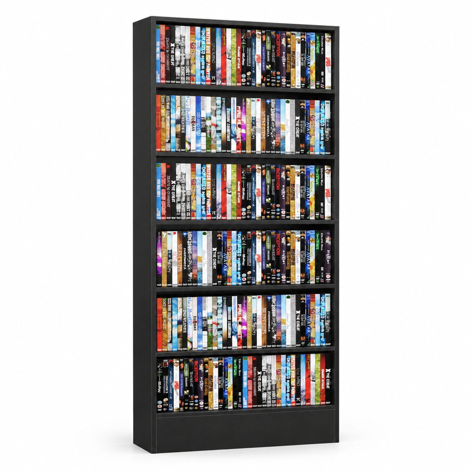 6-Tier Media Storage Cabinet with Adjustable Shelves, CD/DVD Tower Rack ...