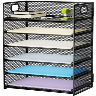 6 Tier Mesh File Organization with Handle,Paper Letter Tray Organizer , Paper Sorter Organizer for Letter/A4 Office Desktop Organization