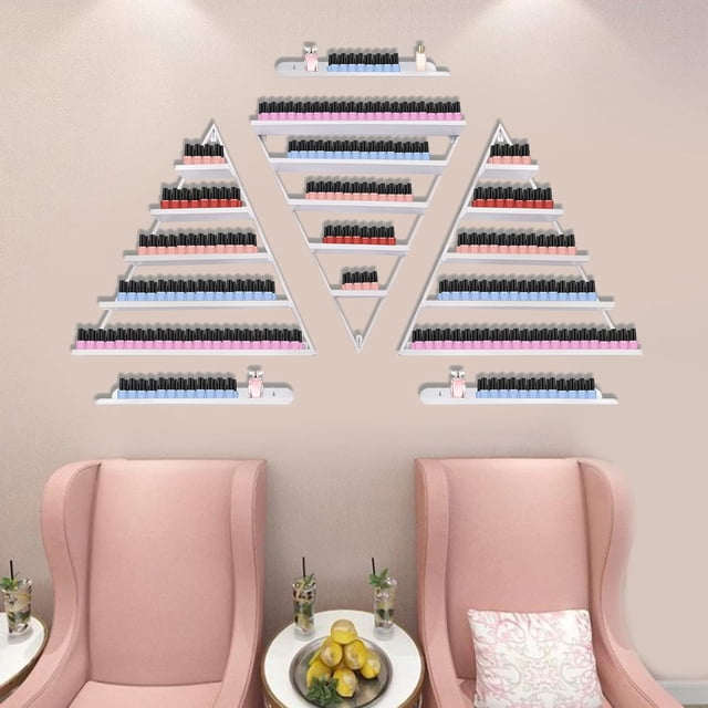 6 Tier Metal Nail Polish Display Rack, Modern Wall Mount 3 Pack Nail ...