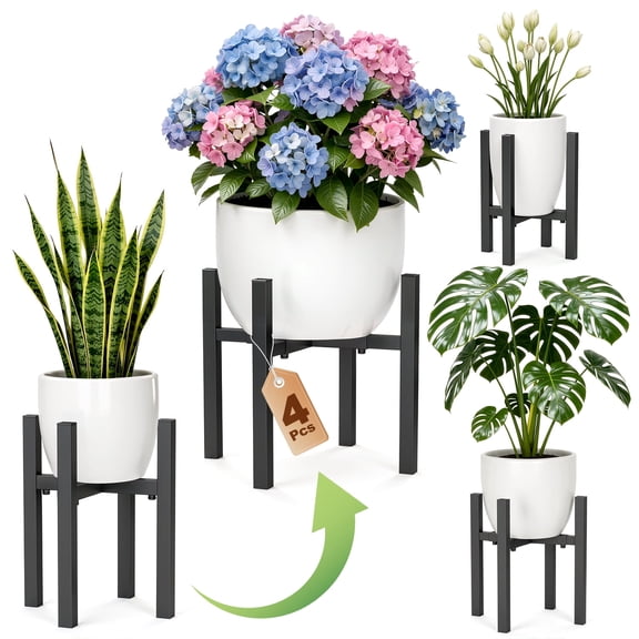 Adjustable Metal Plant Stand 4-Pack, Heavy Duty 200lbs Fit 8-12 inch Planters